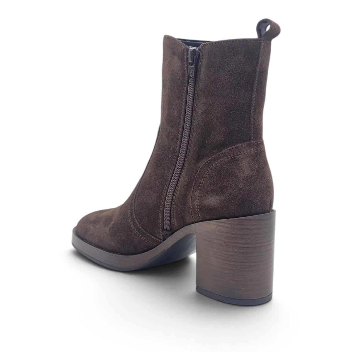 Stivaletto Donna in Pelle scamosciata Marrone con Tacco comodo e Plateau