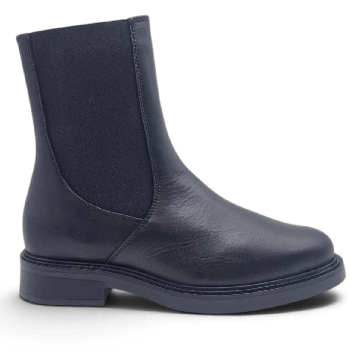 Stivaletto Donna modello Beatles in Pelle Morbida Nero con Elastico e Zip
