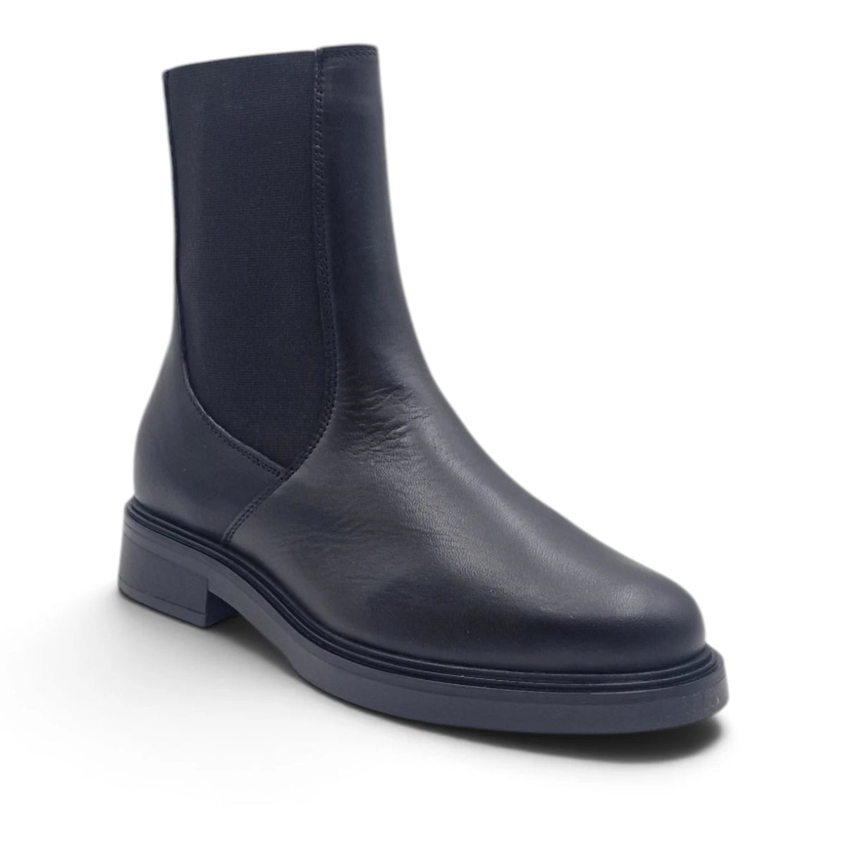 Stivaletto Donna modello Beatles in Pelle Morbida Nero con Elastico e Zip