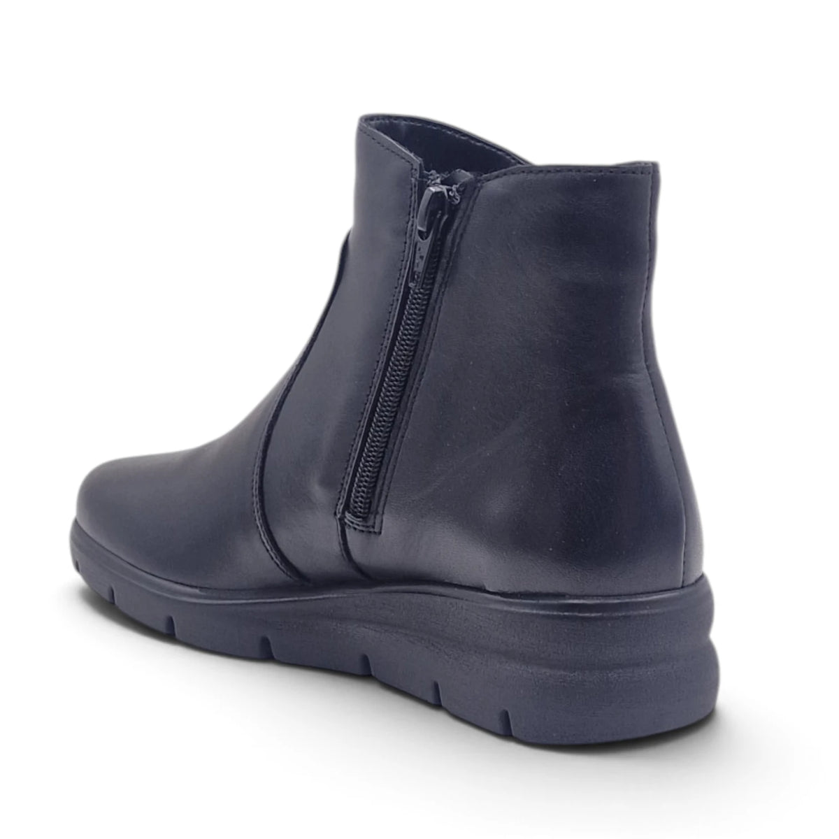 Stivaletto Donna Comodo in Pelle Morbida Nero con doppia Zip