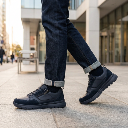 Sneakers uomo Grunland in Pelle Nero con zip