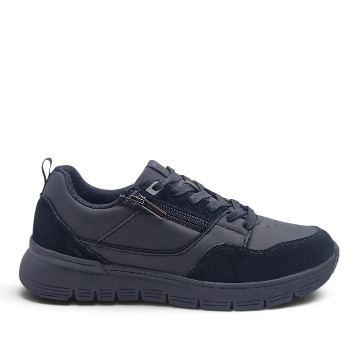 Sneakers uomo Grunland in Pelle Nero con zip