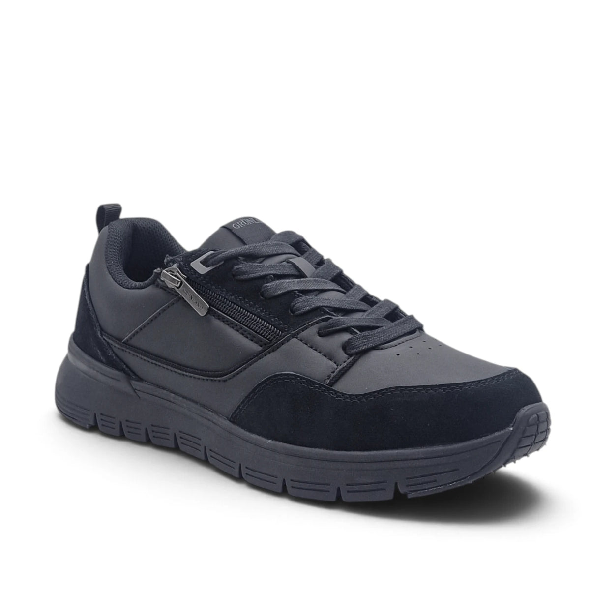 Sneakers uomo Grunland in Pelle Nero con zip