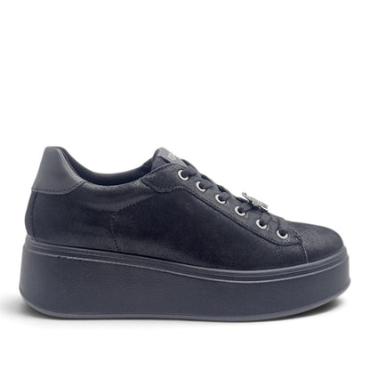 Sneakers Donna IGI&CO Nero in Pelle Glitter con Platform Alto