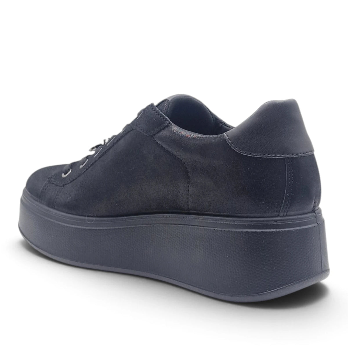 Sneakers Donna IGI&CO Nero in Pelle Glitter con Platform Alto