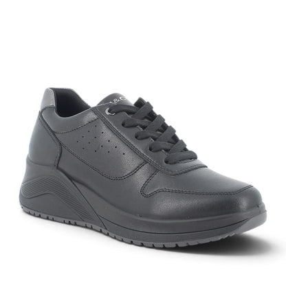 Sneakers Donna Igi&Co in Pelle Nero con Zeppa