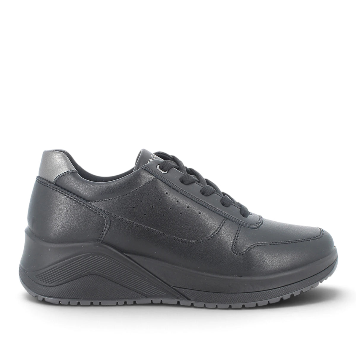 Sneakers Donna Igi&Co in Pelle Nero con Zeppa