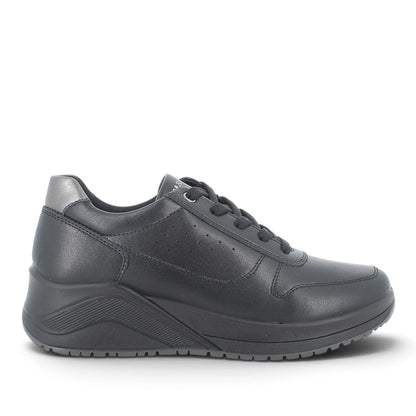 Sneakers Donna Igi&Co in Pelle Nero con Zeppa
