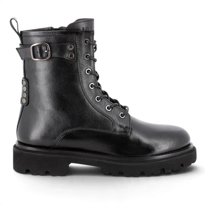 Anfibio Donna Igi&co in Pelle Nero con Borchiette e Zip