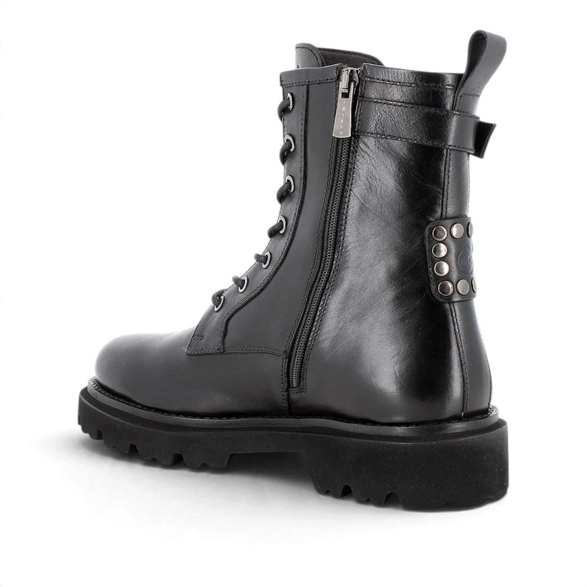 Anfibio Donna Igi&co in Pelle Nero con Borchiette e Zip