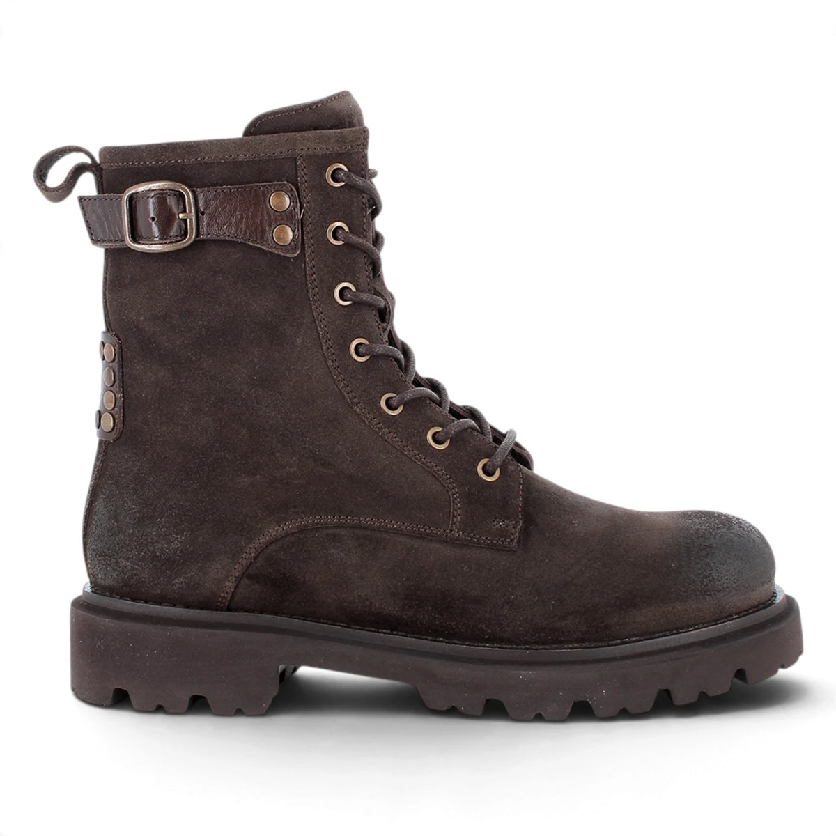 Anfibio Donna Igi&co in Pelle scamosciata Marrone con Borchiette e Zip