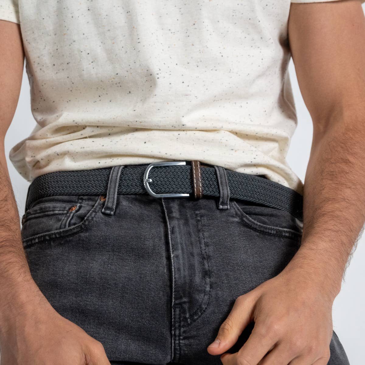 Cintura in Tessuto elastico intrecciata Grigio