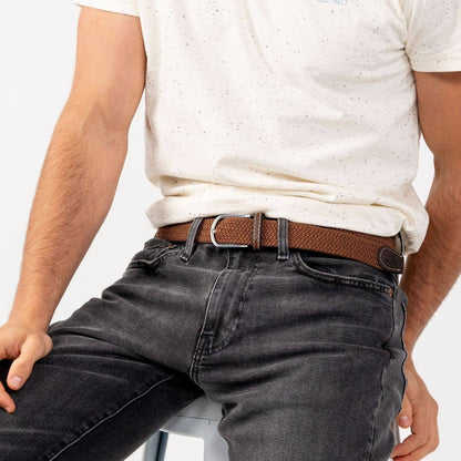 Cintura elastica intrecciata Marrone Cammello
