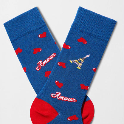 Calzini BeEmilyInParis Amour Blue - 100% Cotone Biologico: Taglia 36/40