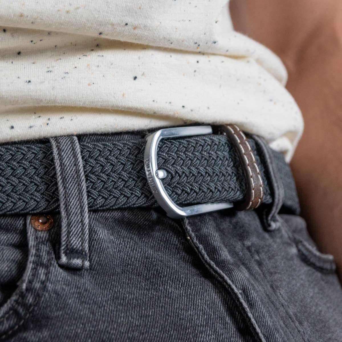 Cintura in Tessuto elastico intrecciata Grigio