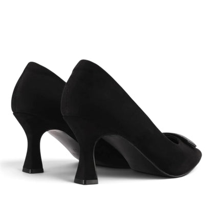 Décolleté Donna in Scamosciato Nero con Tacco Rocchetto