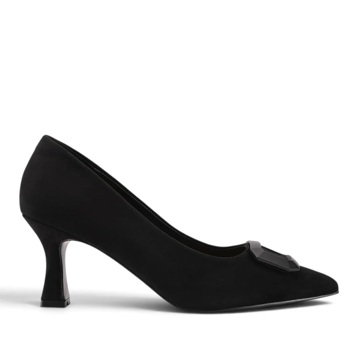 Décolleté Donna in Scamosciato Nero con Tacco Rocchetto