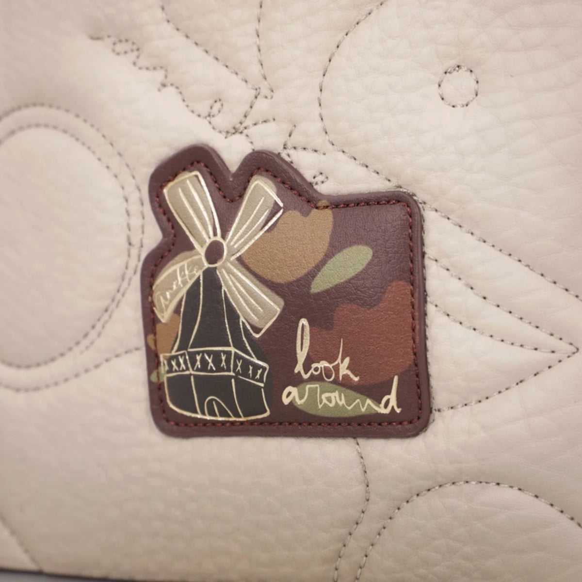 Borsa a Tracolla Donna Anekke Tulip in Ecopelle Panna 3 Scomparti