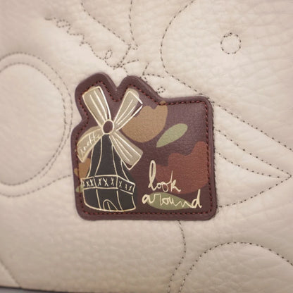 Borsa a Tracolla Donna Anekke Tulip in Ecopelle Panna 3 Scomparti