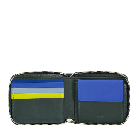Portafoglio da Uomo in Pelle con Cerniera Verde