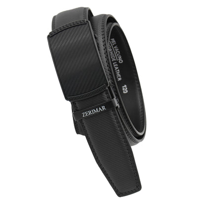Cintura da uomo in pelle nero con fibbia automatica - larghezza 3,5 cm