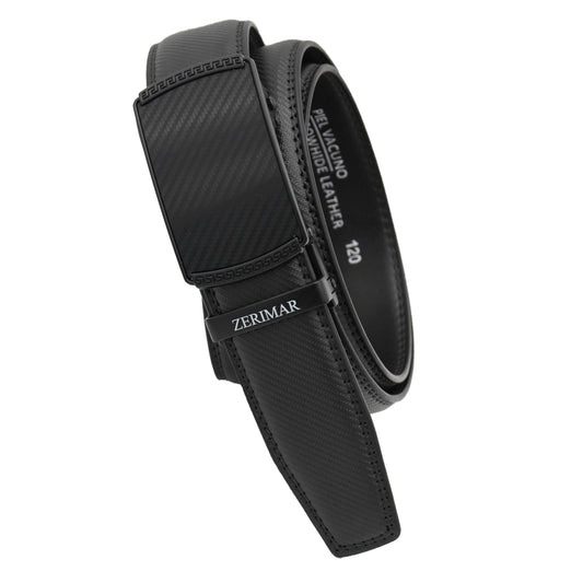 Cintura da uomo in pelle nero con fibbia automatica - larghezza 3,5 cm
