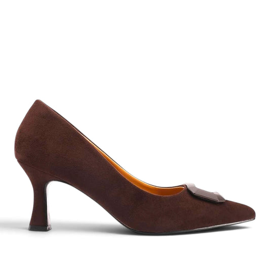 Décolleté Donna in Scamosciato Moro con Tacco Rocchetto