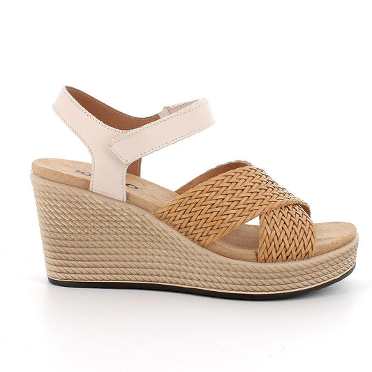 Sandalo Zeppa Incrocio intrecciato Igi&co Cuoio/Beige