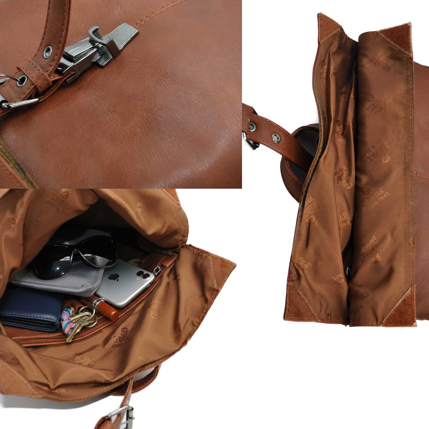 Zaino in pelle Cuoio con risvolto Zerimar