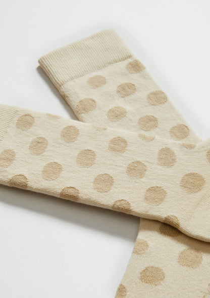 BePolkadots Beige - Calzini in Cotone Biologico 100%: Bianco sporco - Taglia 36/40