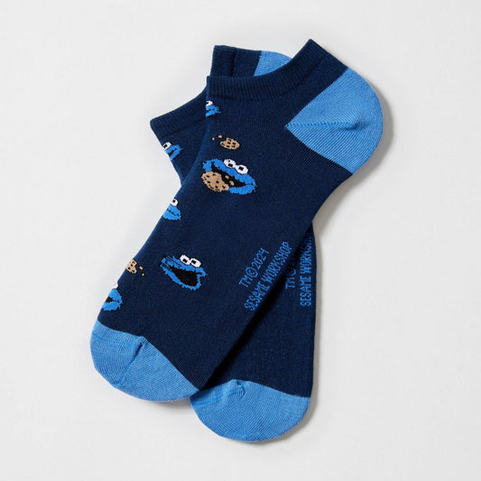 BeSesameStreet Cookie Monster - Calzini alla caviglia in cotone 100% Biologico: Blu - Taglia 36/40 - 41/46