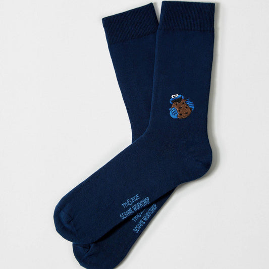 Be Cookie Monster Ricamato - 100% Cotone Biologico: Blu - Taglia - 36/40