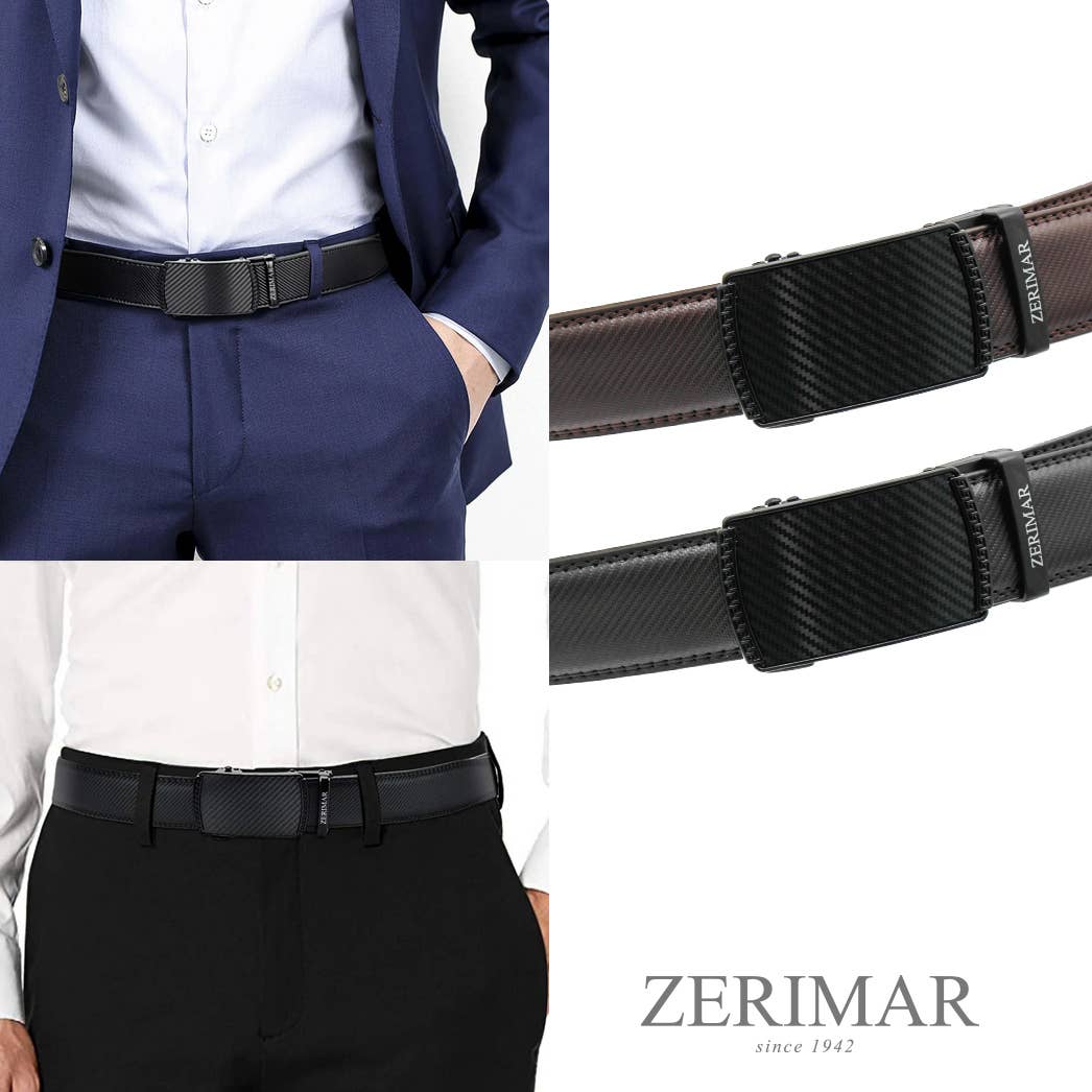 Cintura da uomo in pelle nero con fibbia automatica - larghezza 3,5 cm
