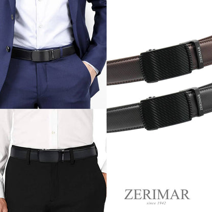 Cintura da uomo in pelle nero con fibbia automatica - larghezza 3,5 cm