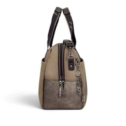 Borsa a Mano Donna Anekke in Ecopelle Stampata Taupe con Tracolla