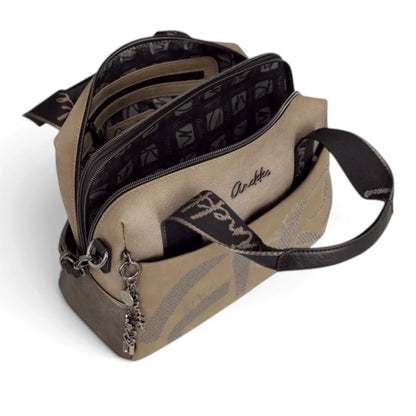 Borsa a Mano Donna Anekke in Ecopelle Stampata Taupe con Tracolla