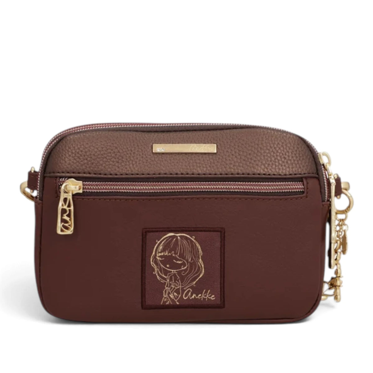 Borsa a Tracolla Donna Anekke in Ecopelle Stampata Bordò