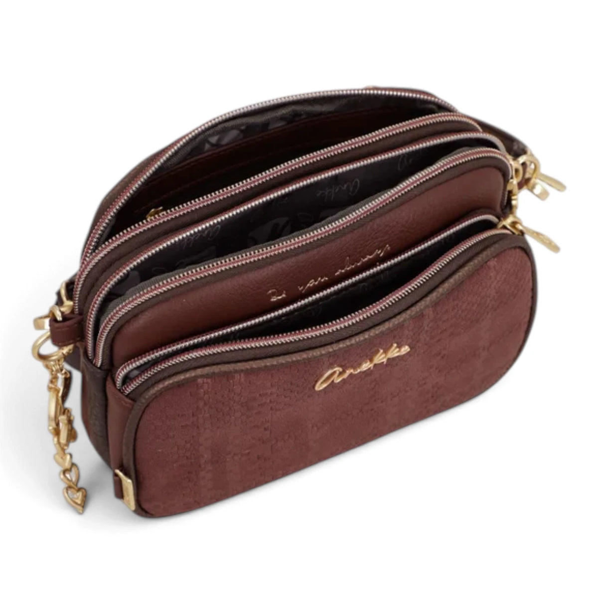 Borsa a Tracolla Donna Anekke in Ecopelle Stampata Bordò