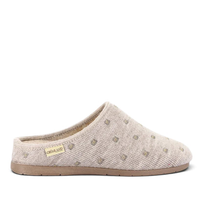 Pantofola Donna Grunland in Maglia Beige con Sottopiede Estraibile