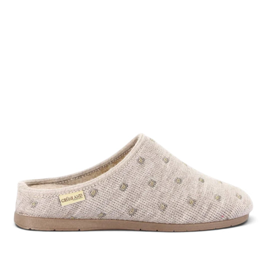 Pantofola Donna Grunland in Maglia Beige con Sottopiede Estraibile
