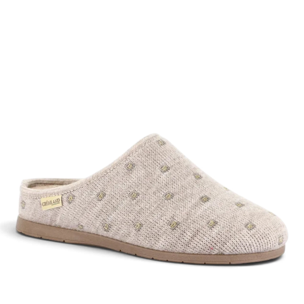 Pantofola Donna Grunland in Maglia Beige con Sottopiede Estraibile