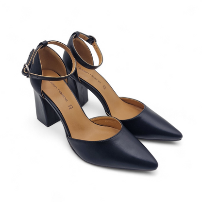 Decolleté Donna Queen Helena Nero con Cinturino e Tacco 90