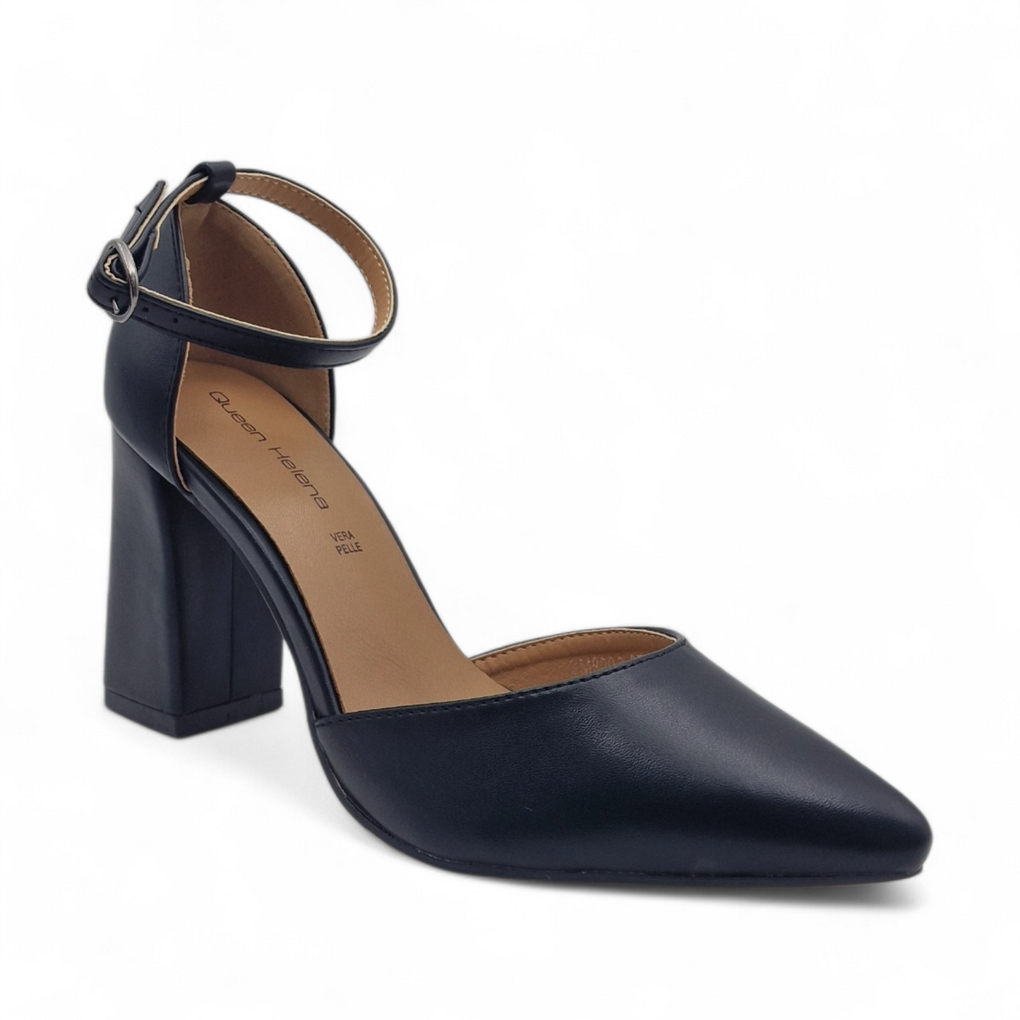 Decolleté Donna Queen Helena Nero con Cinturino e Tacco 90