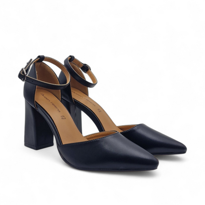 Decolleté Donna Queen Helena Nero con Cinturino e Tacco 90