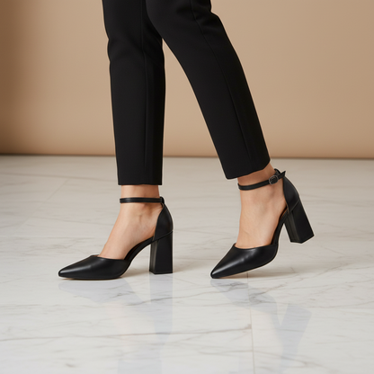 Decolleté Donna Queen Helena Nero con Cinturino e Tacco 90