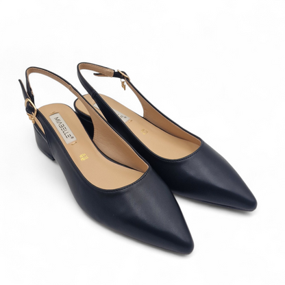 Decolleté Slingback Donna Miabelle Nero - Scarpe Eleganti Tacco 40 e Sottopiede in Vera Pelle