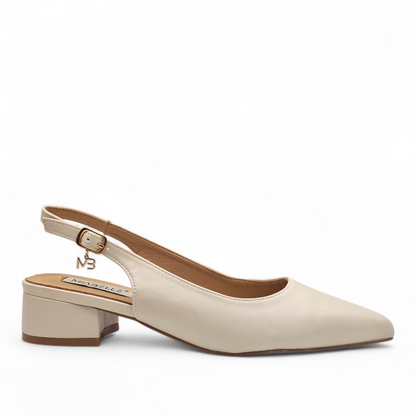 Decolleté Slingback Donna Miabelle Panna - Scarpe Eleganti Tacco 40 e Sottopiede in Vera Pelle