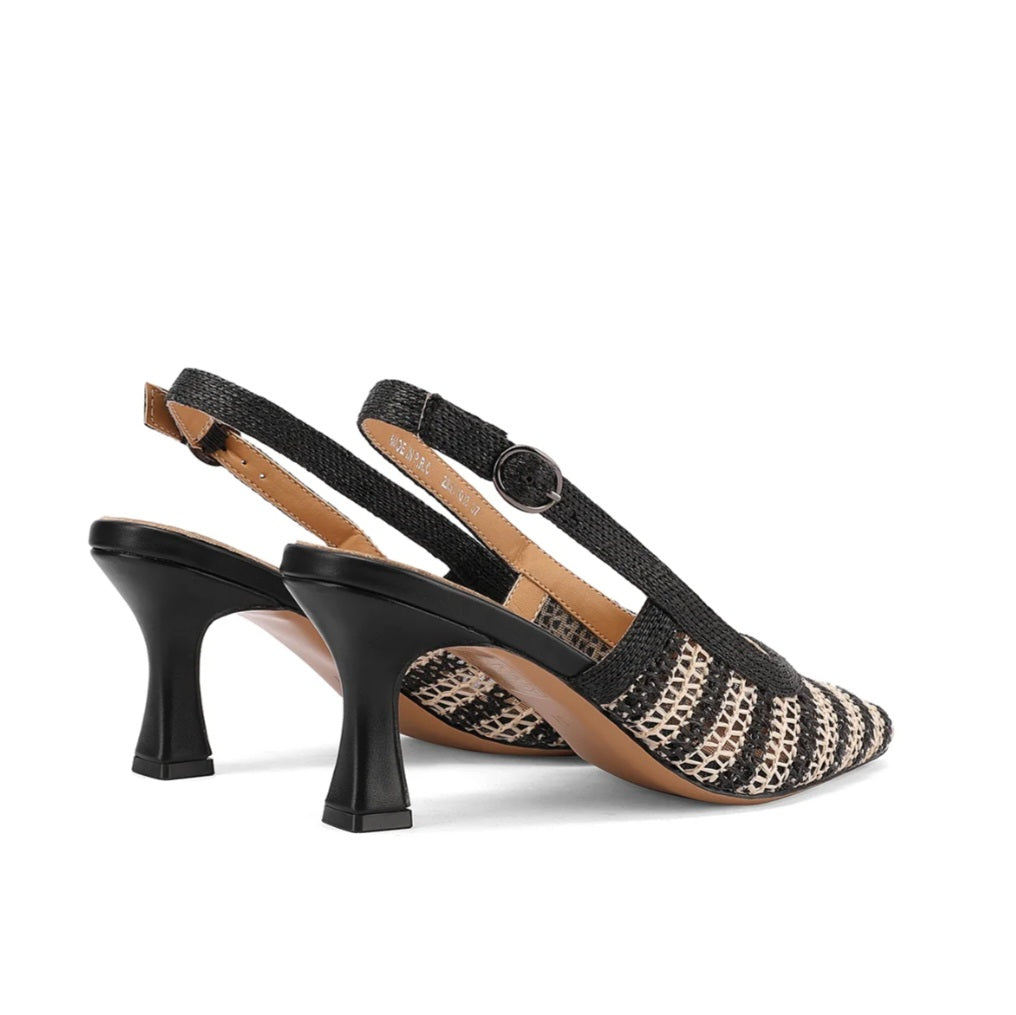 Decolleté Slingback Donna Queen Helena Tessuto Intrecciato Nero