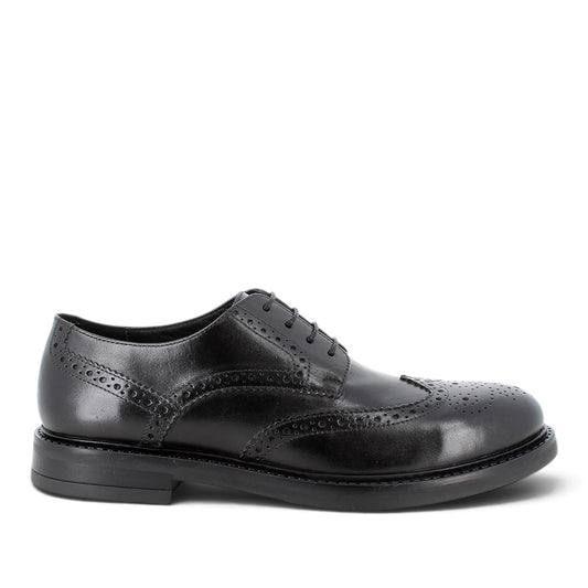 Derby Uomo Igi&co in Pelle Nera con Lavorazione Brogue e Coda di Rondine