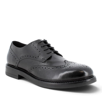 Derby Uomo Igi&co in Pelle Nera con Lavorazione Brogue e Coda di Rondine